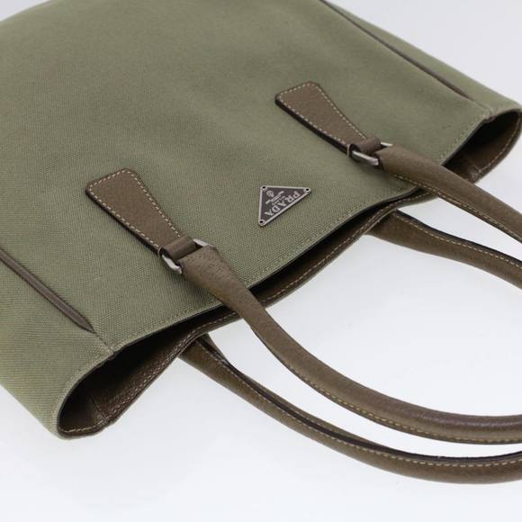 PRADA Hand Bag Canvas Leather Green Auth 53252 - Picture 6 of 16